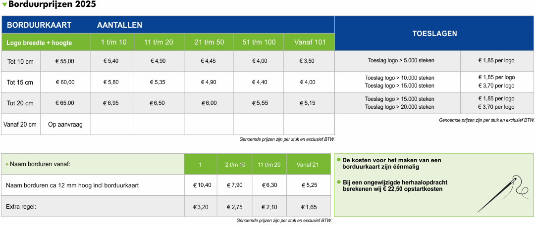 Borduren kleding, werkkleding, bedrijfskleding, horecakleding